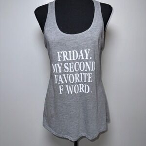 District Made Womens Friday Graphic Racerback Tank Top Heather Gray Medium Funny
